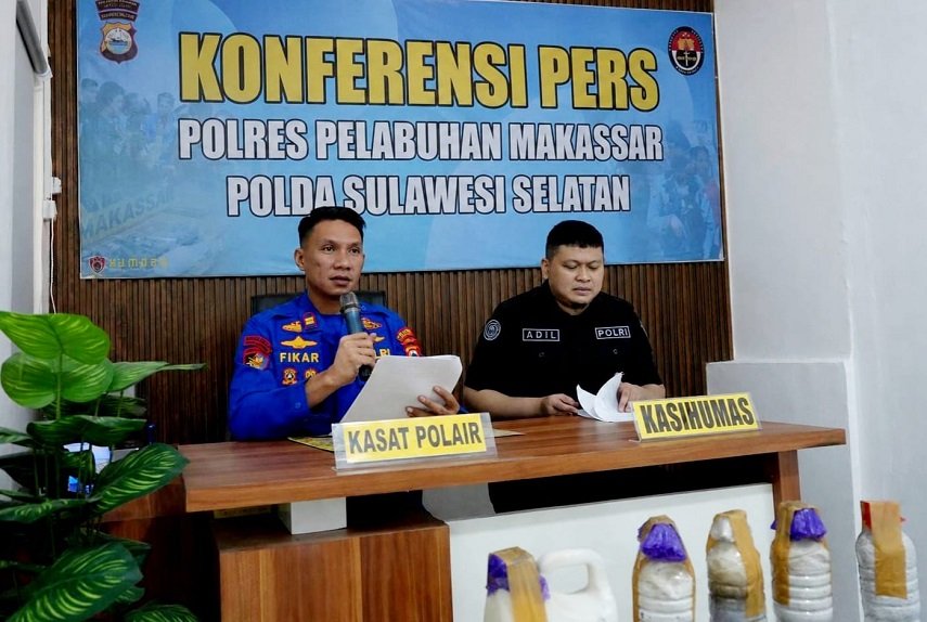 Dua Pelaku Bom Ikan Diamankan, Satpolair Polres Pelabuhan Makassar Tegaskan Komitmen Jaga Ekosistem Laut