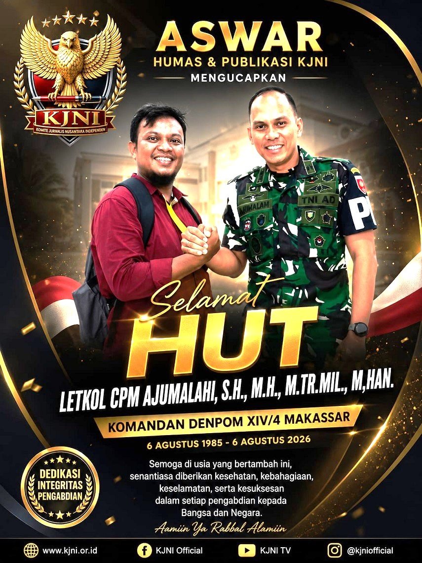 HUT Dandenpom XIV/4 Makassar, Humas KJNI Layangkan Apresiasi dan Doa Terbaik untuk Letkol CPM Ajumalahi