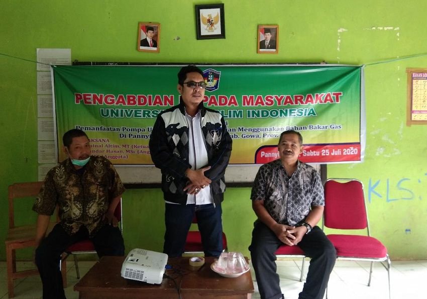 Tim Dosen PkM UMI, Sosialisasikan Pompa BBG ke Petani Sawah Tadah Hujan di Pannyikokang Gowa