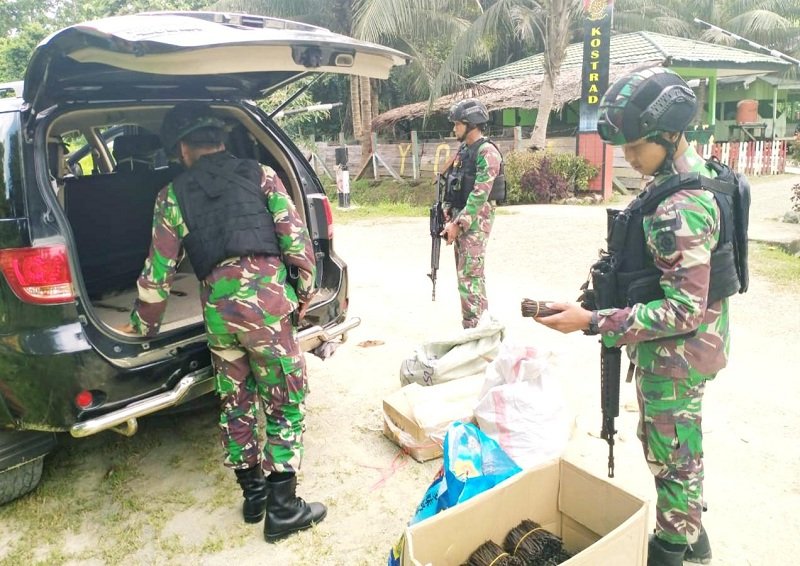 Tidak Miliki Surat Izin, Vanili Seberat 70 Kg Diamankan Satgas Pamtas RI-PNG Yonif MR 413 Kostrad Pos
