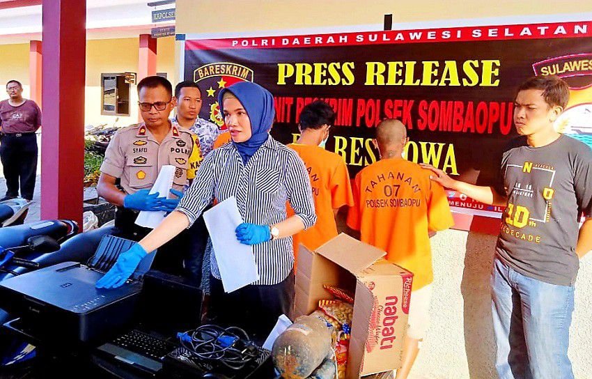 Tiga Pelaku Curat Berhasil Dibekuk Sat Reskrim Polsek Somba Opu Gowa