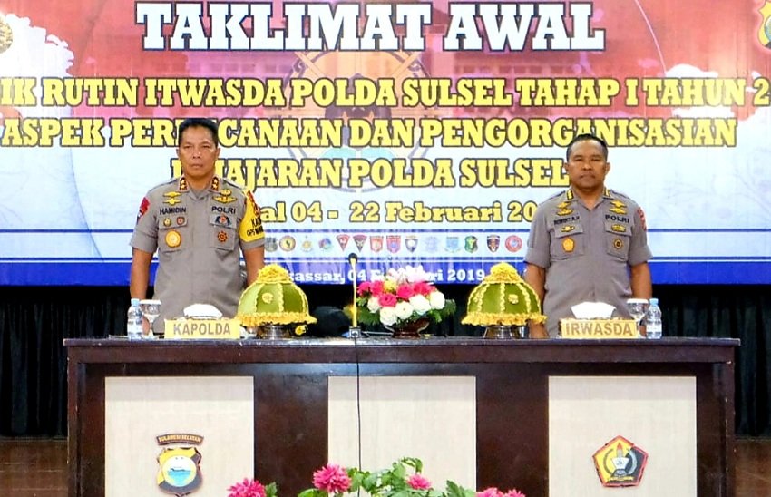Kapolda Sulsel Buka Kegiatan Taklimat Awal Wasrik Rutin Itwasda Polda Sulsel 2019